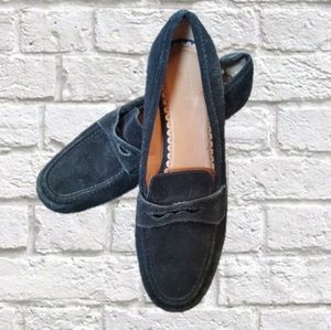 Black Suede Lands End Penny Loafers